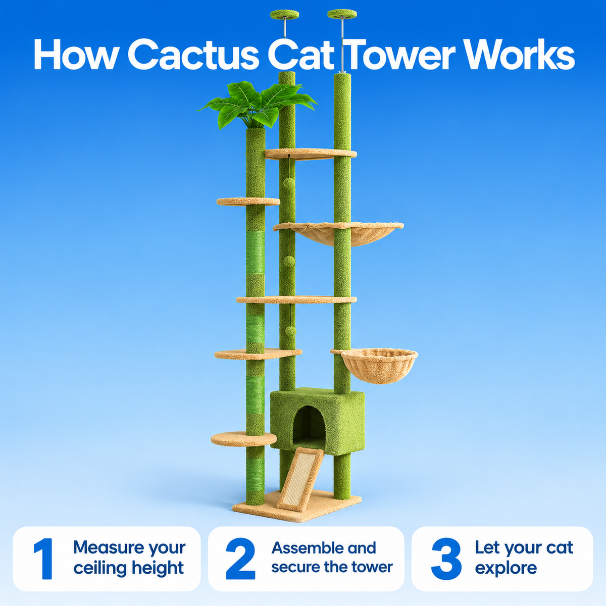 cactus floor to ceiling cat tower how to use
