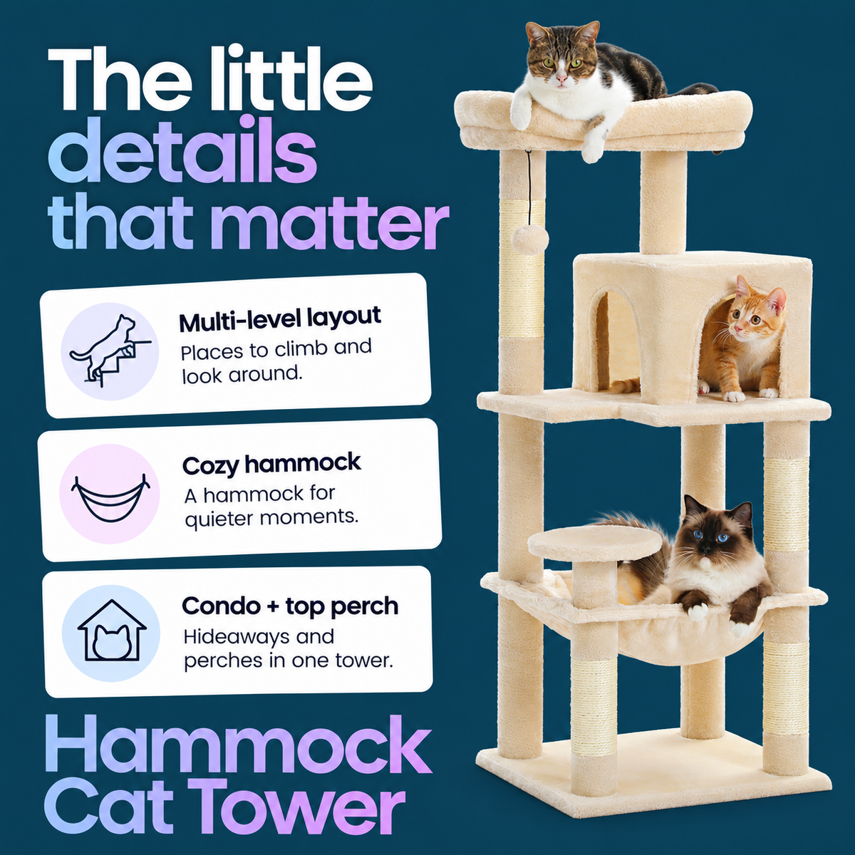 Hammock Cat Tower — product highlights